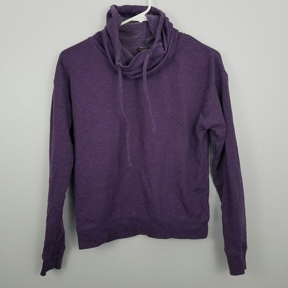 Zella purple cowl neck hooded sweatshirt si